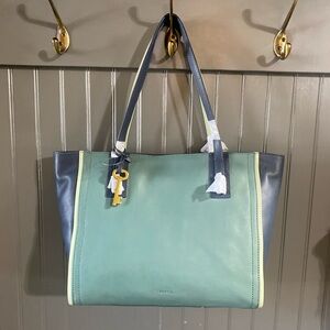 NWT Fossil Emma Tote CB Arctic Mist